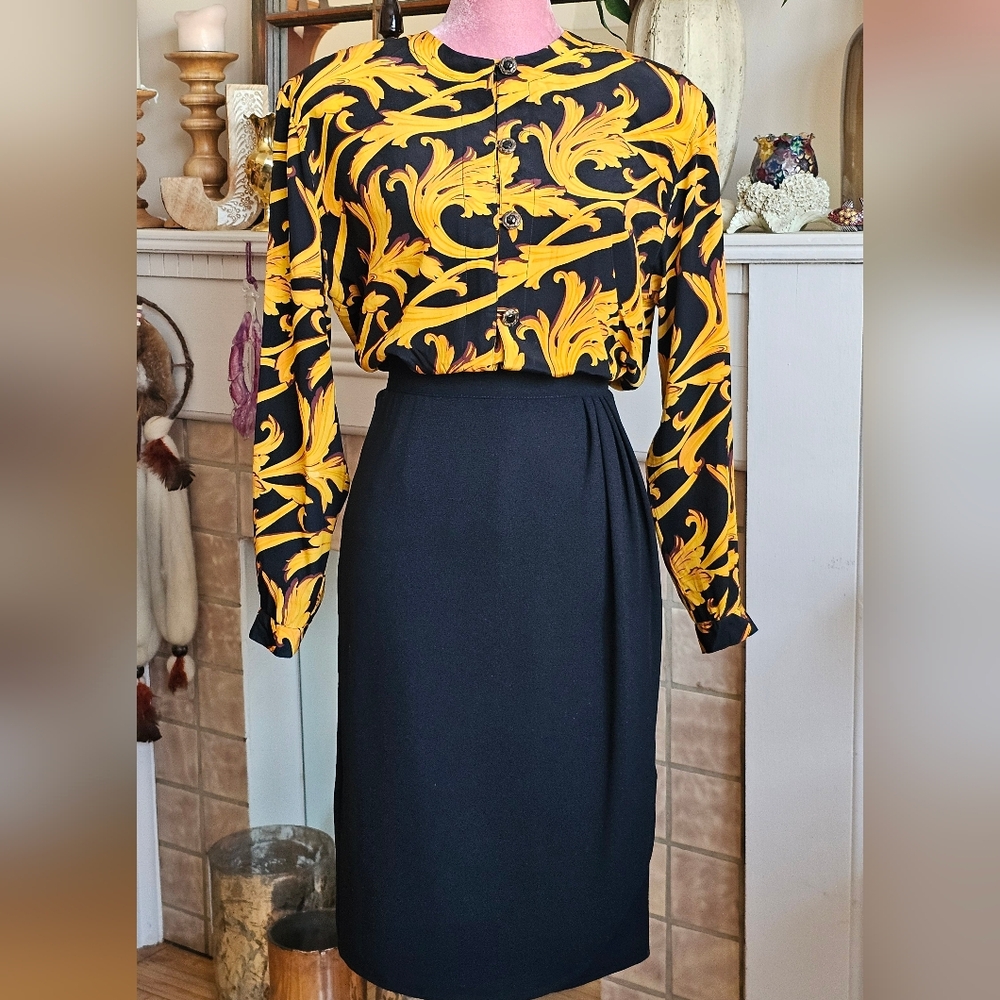 Vintage Mister Leonard Black Crepe Wrap Style Skirt.